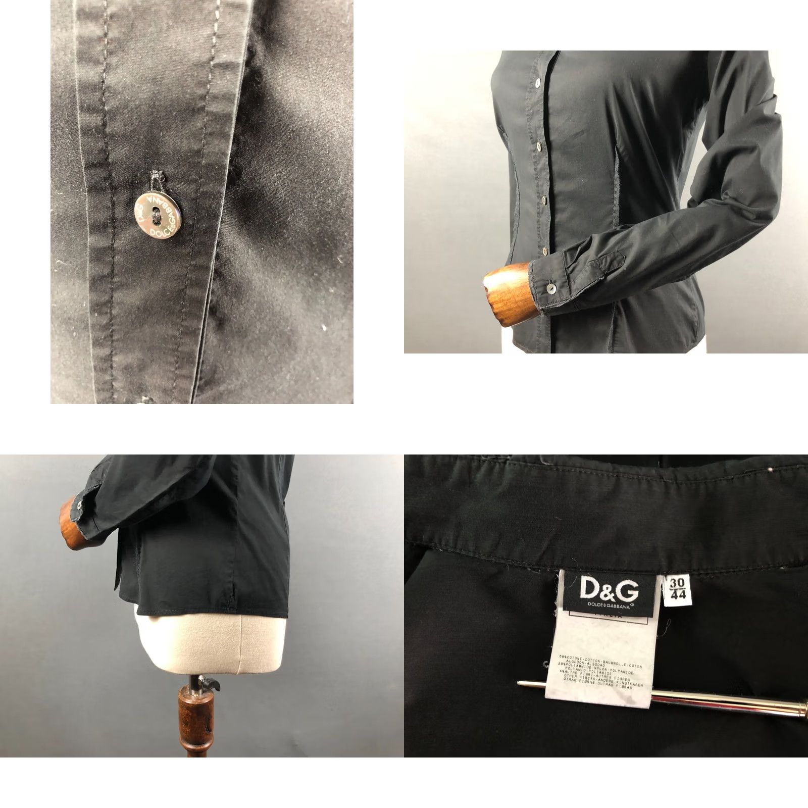 Dolce & Gabbana Dolce&Gabbana Women's Blouse Shirt Black Cotton Blend Size 30 Size 4XL / US 24-26 - 8 Thumbnail