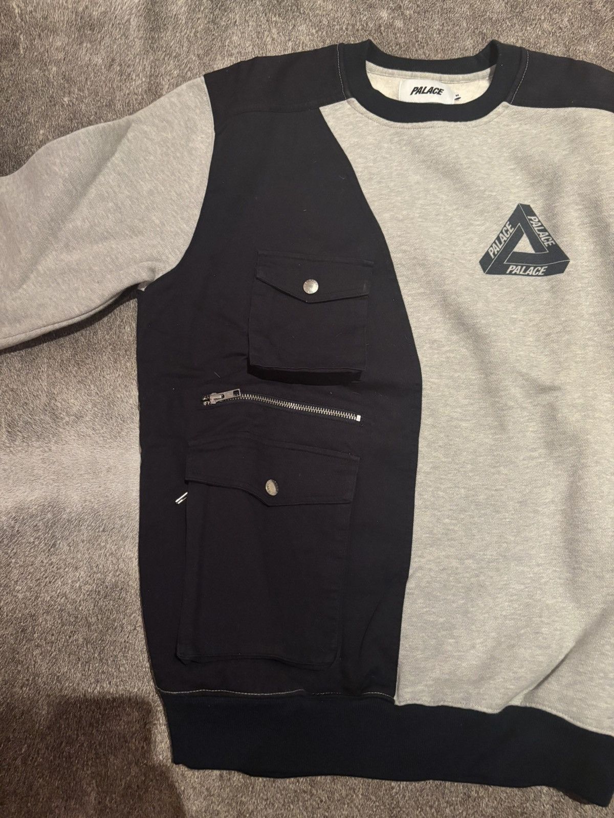 Palace Palace Patchwork Crew Grey Marl Palace Sweater Size M Size US M / EU 48-50 / 2 - 2 Thumbnail