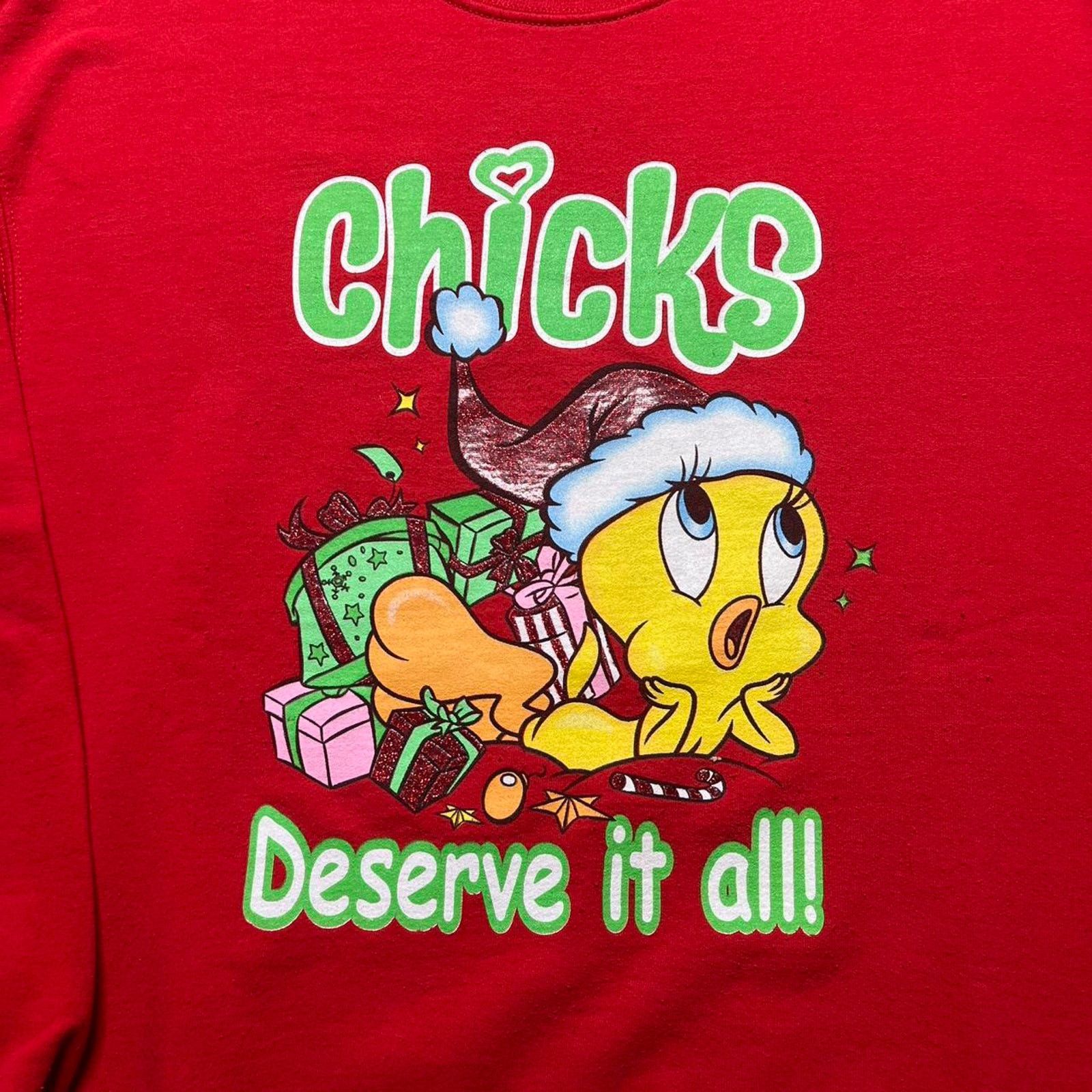 Vintage × Warner Bros Vtg Looney Tunes Tweety Bird Christmas Graphic Sweatshirt Size US XL / EU 56 / 4 - 2 Thumbnail