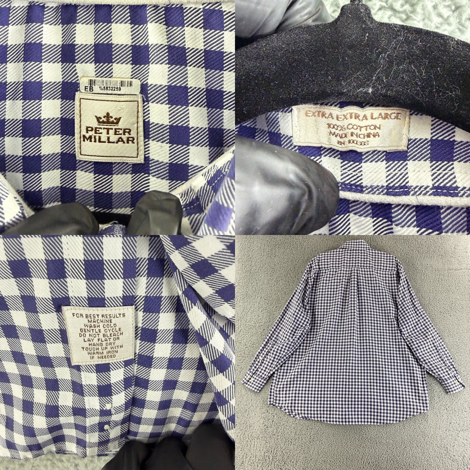 Peter Millar Peter Millar Button-Up Shirt Mens 2XL Blue Check Print Long Sleeve Cotton Size US XXL / EU 58 / 5 - 8 Thumbnail