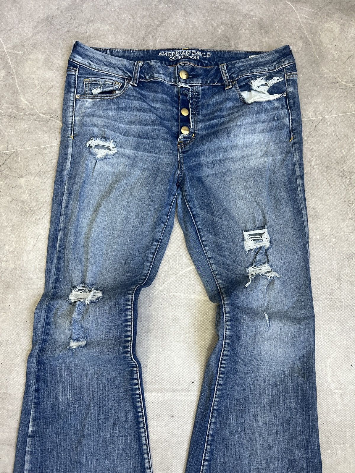 Junya Watanabe Denim distressed flared y2k jeans hype junya watanabe style Size US 35 - 2 Thumbnail