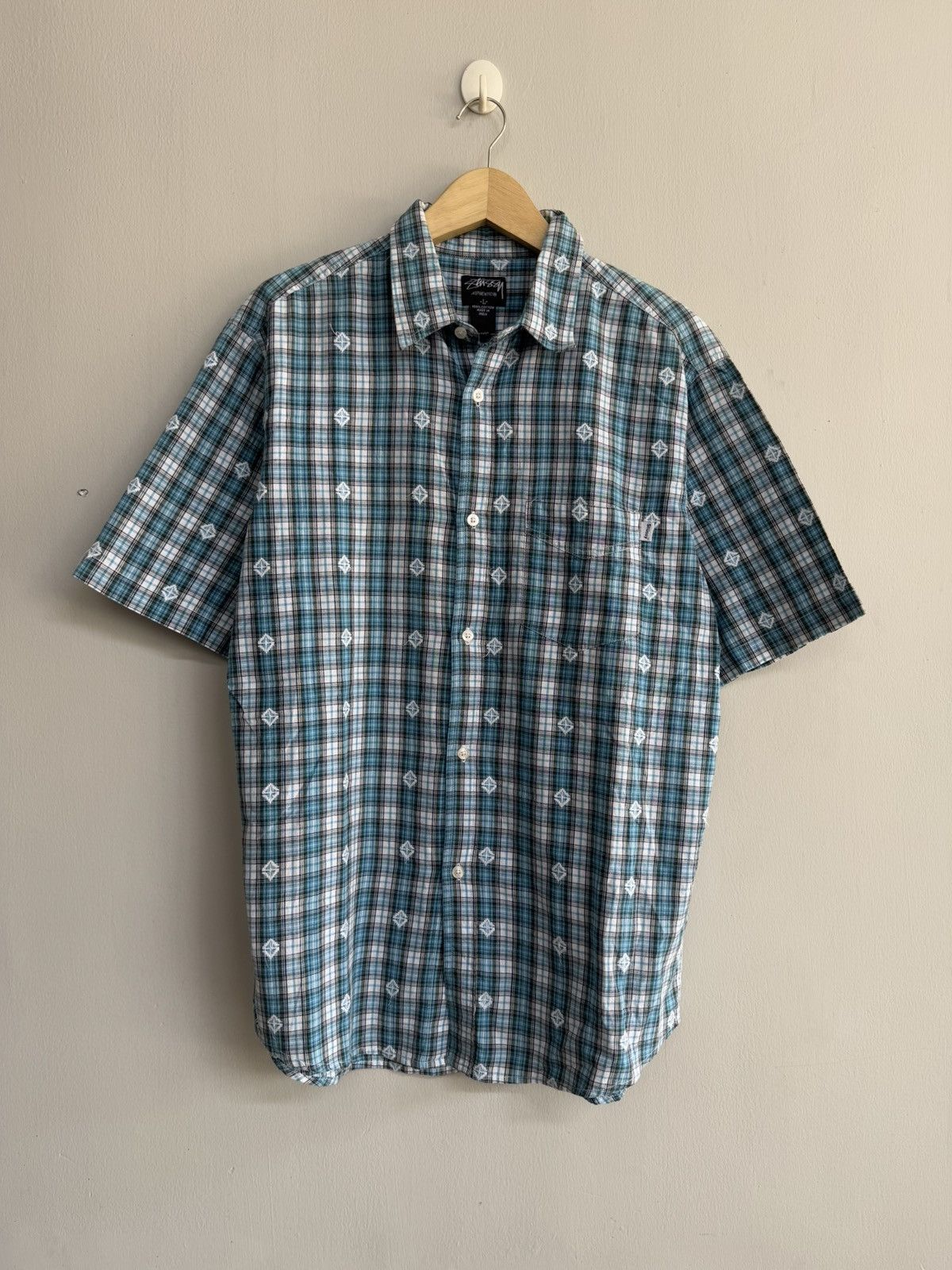 Stussy Vintage Stussy Checkered Short Sleeve Button Shirt Size XL