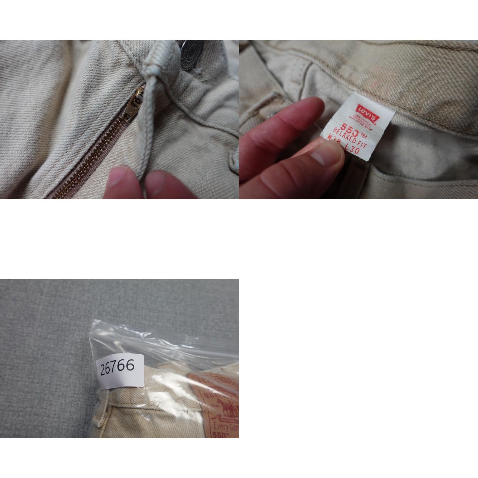 Levi's VINTAGE Levi's 550 Jeans Mens 36x30 Khaki Denim Zip Fly Baggy Relaxed Fit Wide Leg / 550 Jeans - Beige Denim Men’s 36 by 30 Size US 36 / EU 52 - 9 Thumbnail
