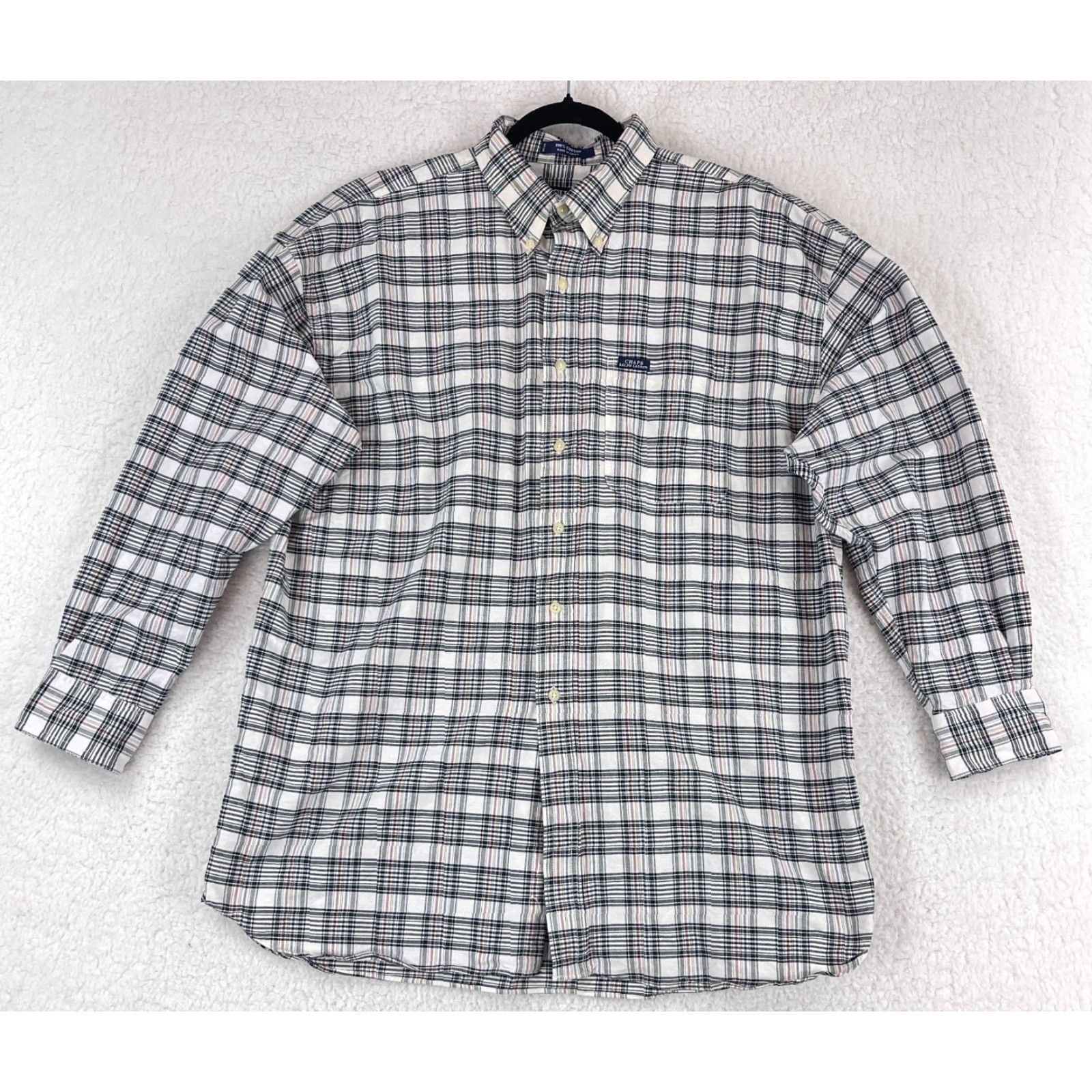 Chaps Chaps x Ralph Lauren Button-Down Shirt Mens XL White Plaid Long Sleeve Knit Shirt Size US XL / EU 56 / 4 - 2 Thumbnail