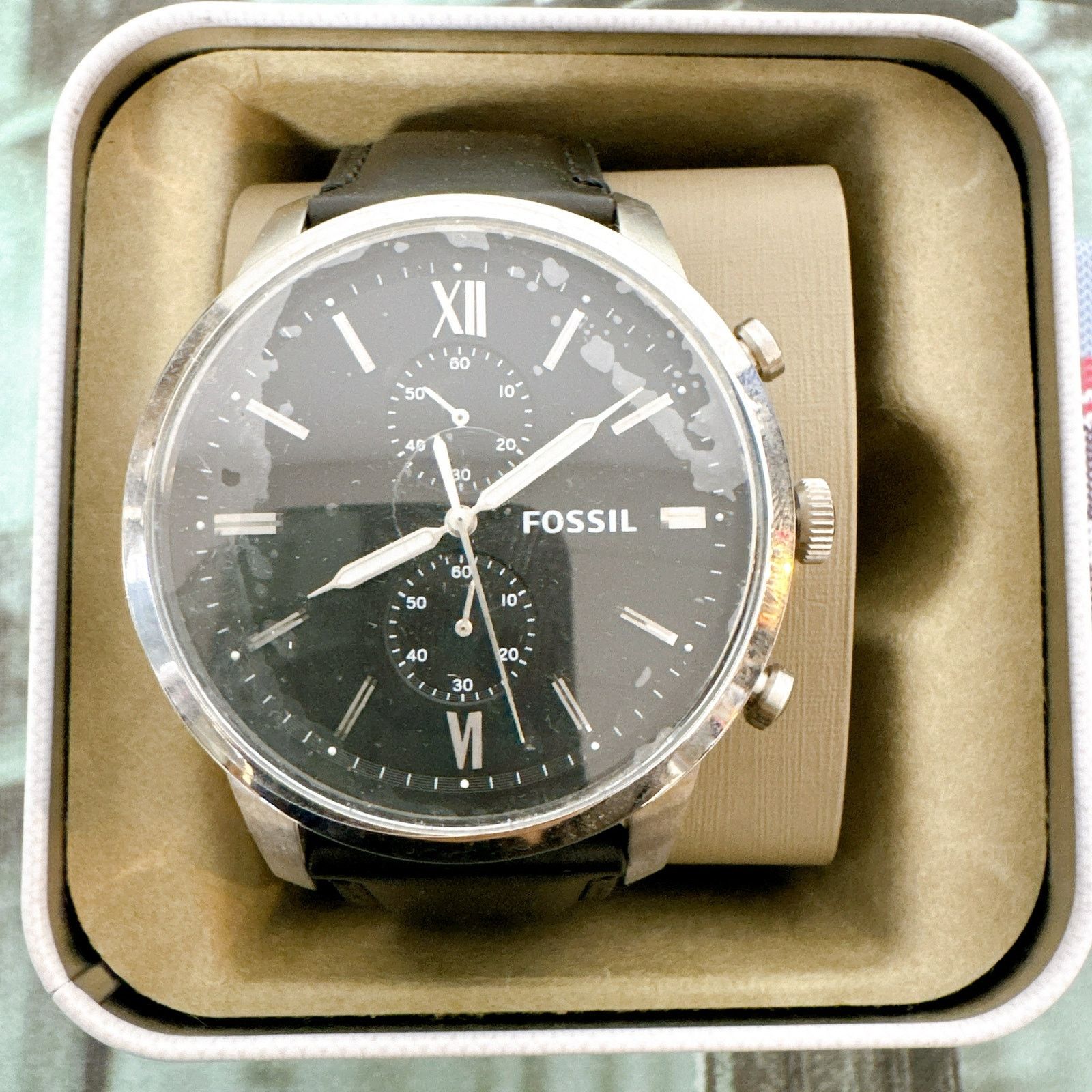 Fossil Fossil FS5548 Townsman Chronograph Black Leather Watch Size ONE SIZE - 2 Thumbnail
