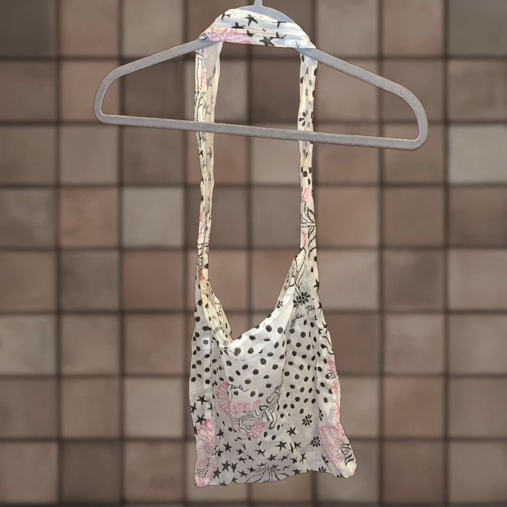 Free People VINTAGE Free People Tote Bag Women's Medium Cotton Boho Floral Reusable Shoulder Bag Black Pink Size ONE SIZE - 1 Thumbnail
