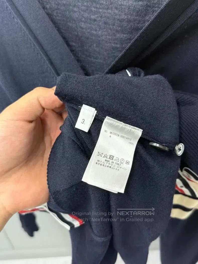 Thom Browne Thom Browne Twill sleeve patch wool cardigan Size US L / EU 52-54 / 3 - 3 Thumbnail