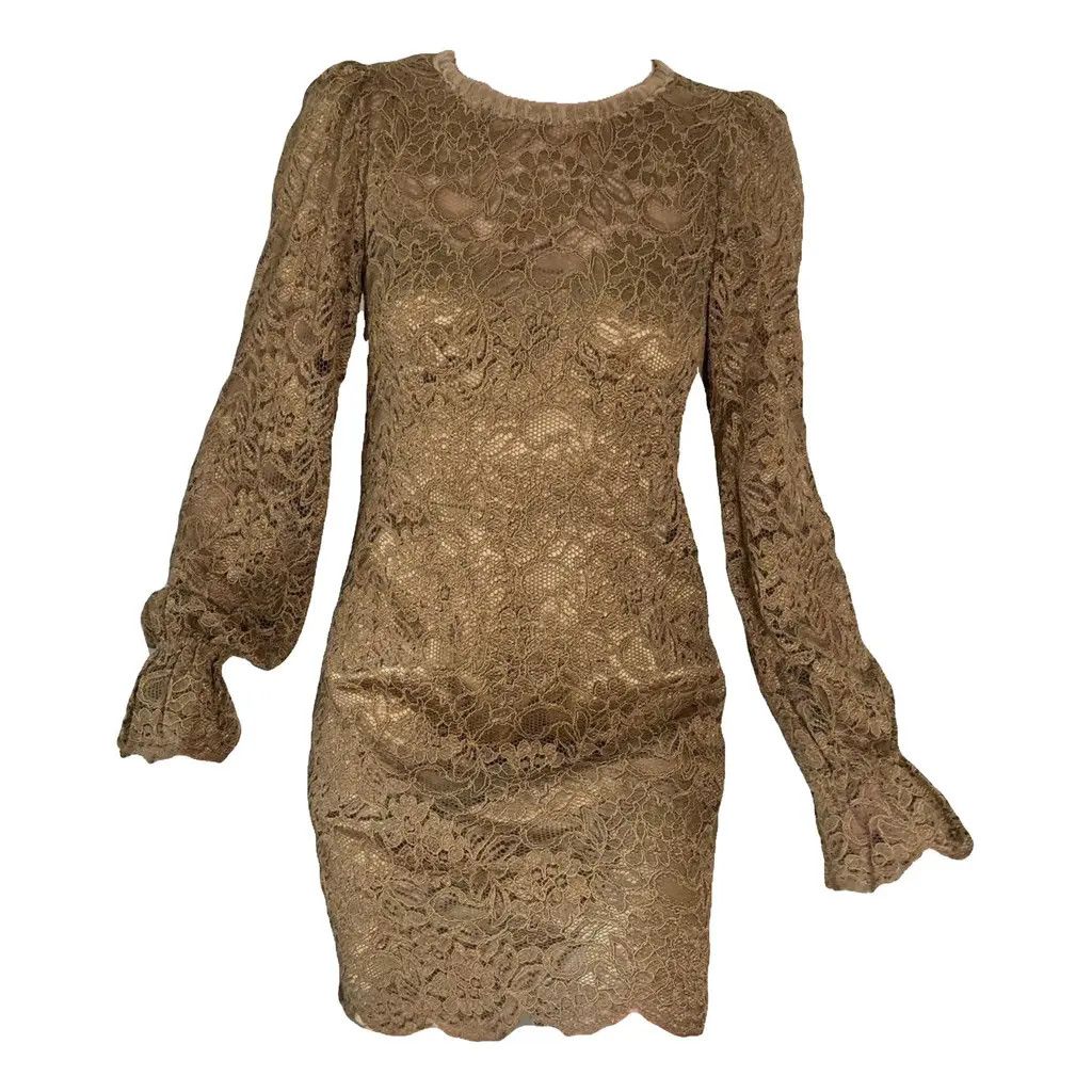 Dolce & Gabbana Dolce & Gabbana Beige Long Sleeve Lace Mini Dress Size IT38 Size XS / US 0-2 / IT 36-38 - 2 Thumbnail