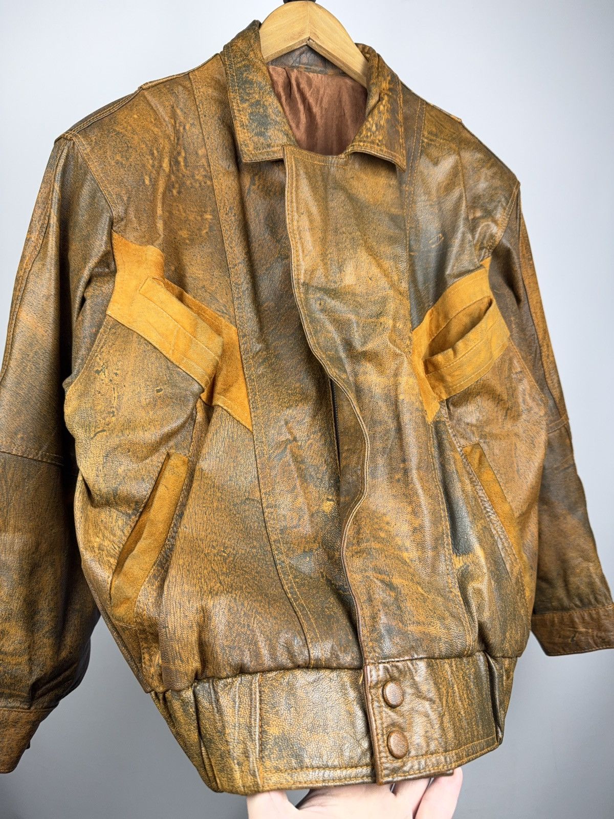 Genuine Leather Vintage Avant Garde 90s Grunge Leather Bomber Jacket Brown Size US S / EU 44-46 / 1 - 5 Thumbnail