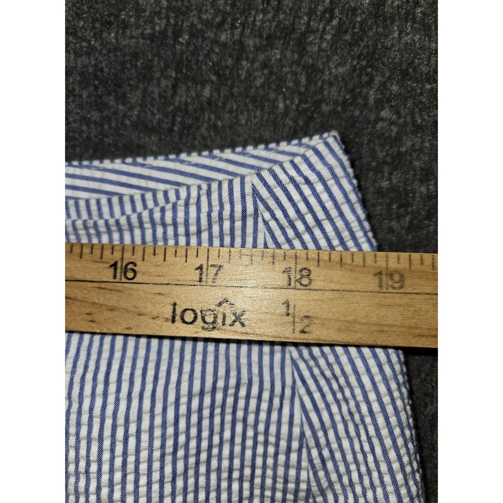 Brooks Brothers Brooks Brothers Skirt Womens 16 Blue Striped Knee Length Lined Pencil Seersucker Size 38" / US 16 / IT 52 - 3 Thumbnail