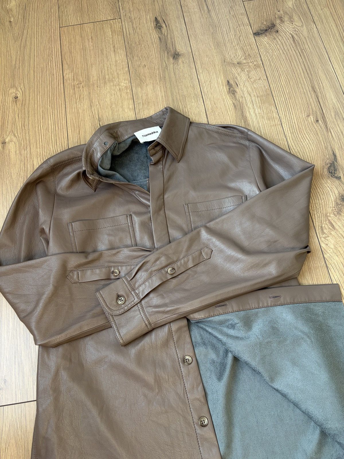 Nanushka NANUSHKA Faux Leather Coffee Brown Shirt Size US S / EU 44-46 / 1 - 12 Thumbnail