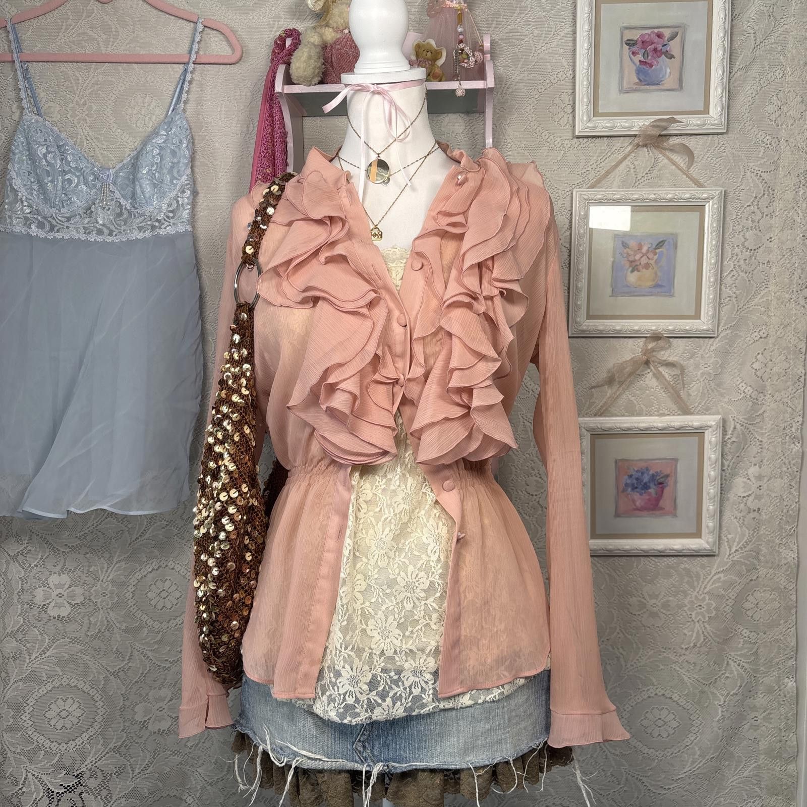 Other y2k coquette ruffle button up blouse Size S / US 4 / IT 40 - 1 Thumbnail