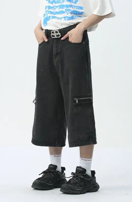 Other Black washed denim shorts with metal zipper Size US 32 / EU 48 - 4 Thumbnail