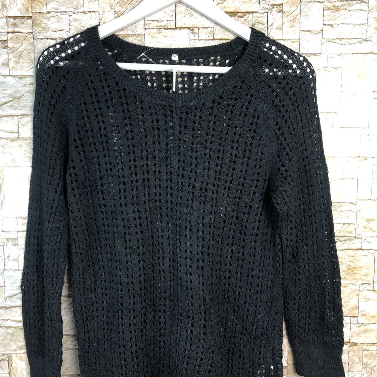 Homespun Knitwear × Japanese Brand Japan crochet meshnet Black Knitwear #A854 Size L / US 10 / IT 46 - 5 Thumbnail