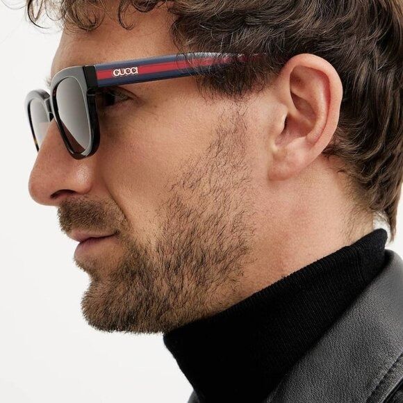 Gucci Gucci GG1872SK 003 Sunglasses Brown Havana/Green/Red Square Size ONE SIZE - 3 Thumbnail