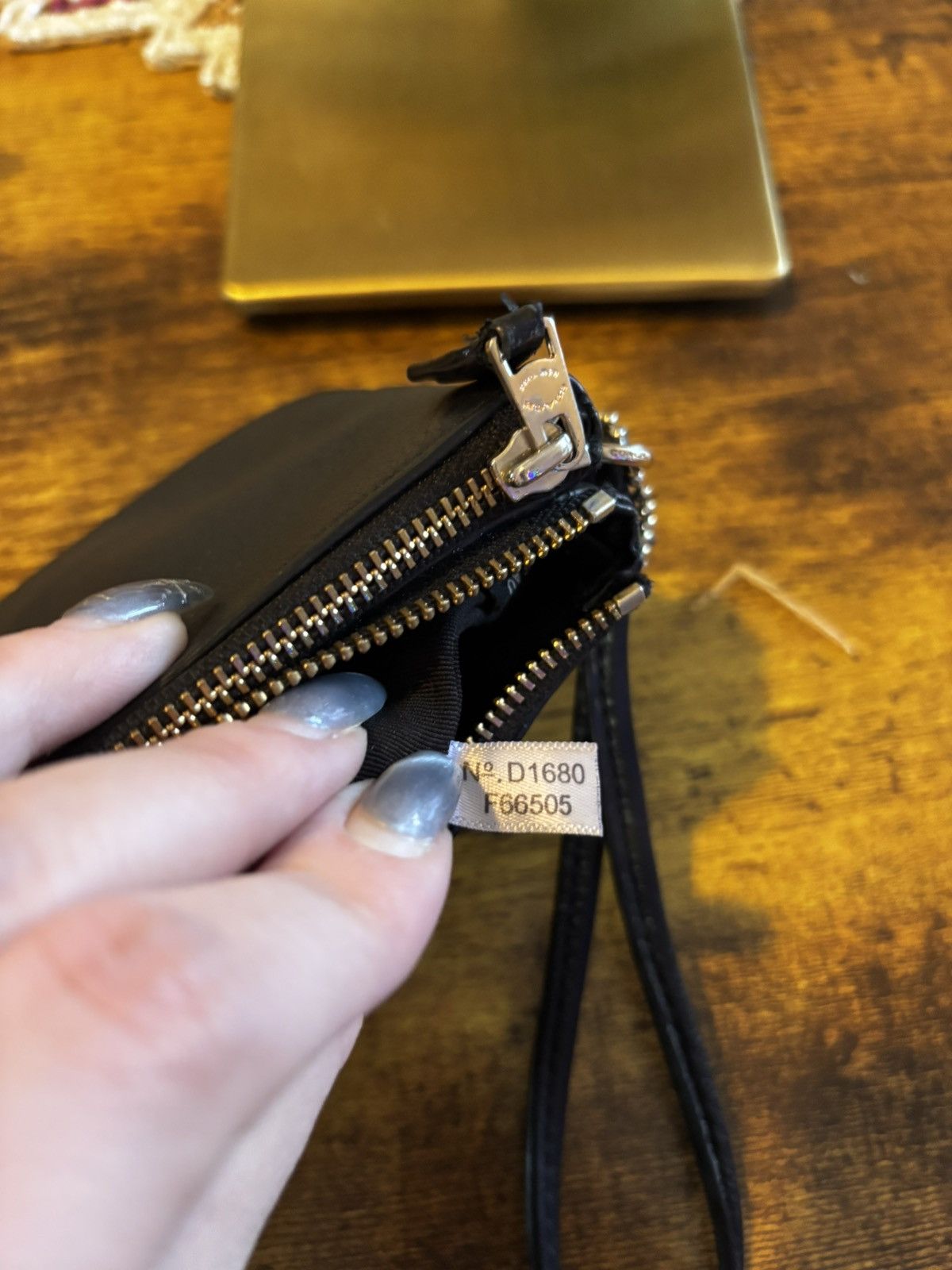 Coach Coach Black Leather Double Zip Wristlet Size ONE SIZE - 7 Thumbnail