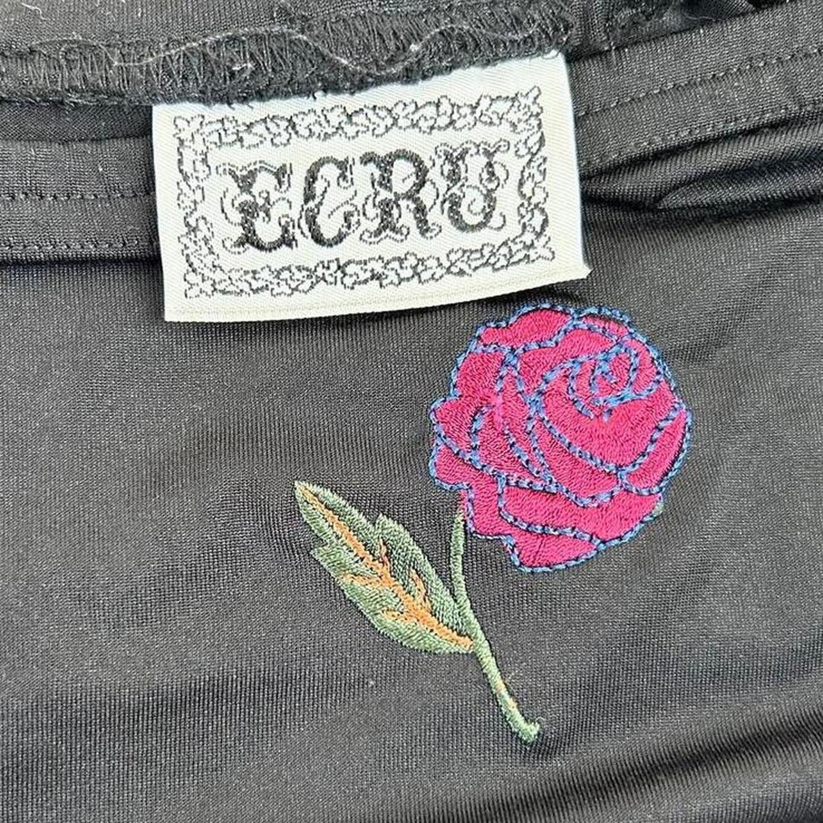 Other 90s vintage black floral whimsygoth mini skirt Size 28" / US 6 / IT 42 - 5 Thumbnail