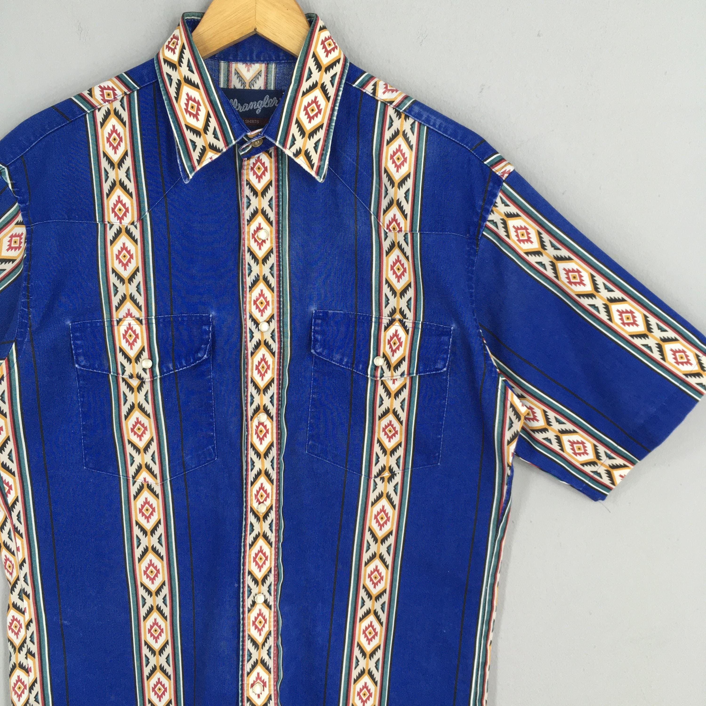Wrangler Vintage 80s Wrangler Aztec Navajo Western Rodeo Shirt Medium Size US M / EU 48-50 / 2 - 2 Thumbnail