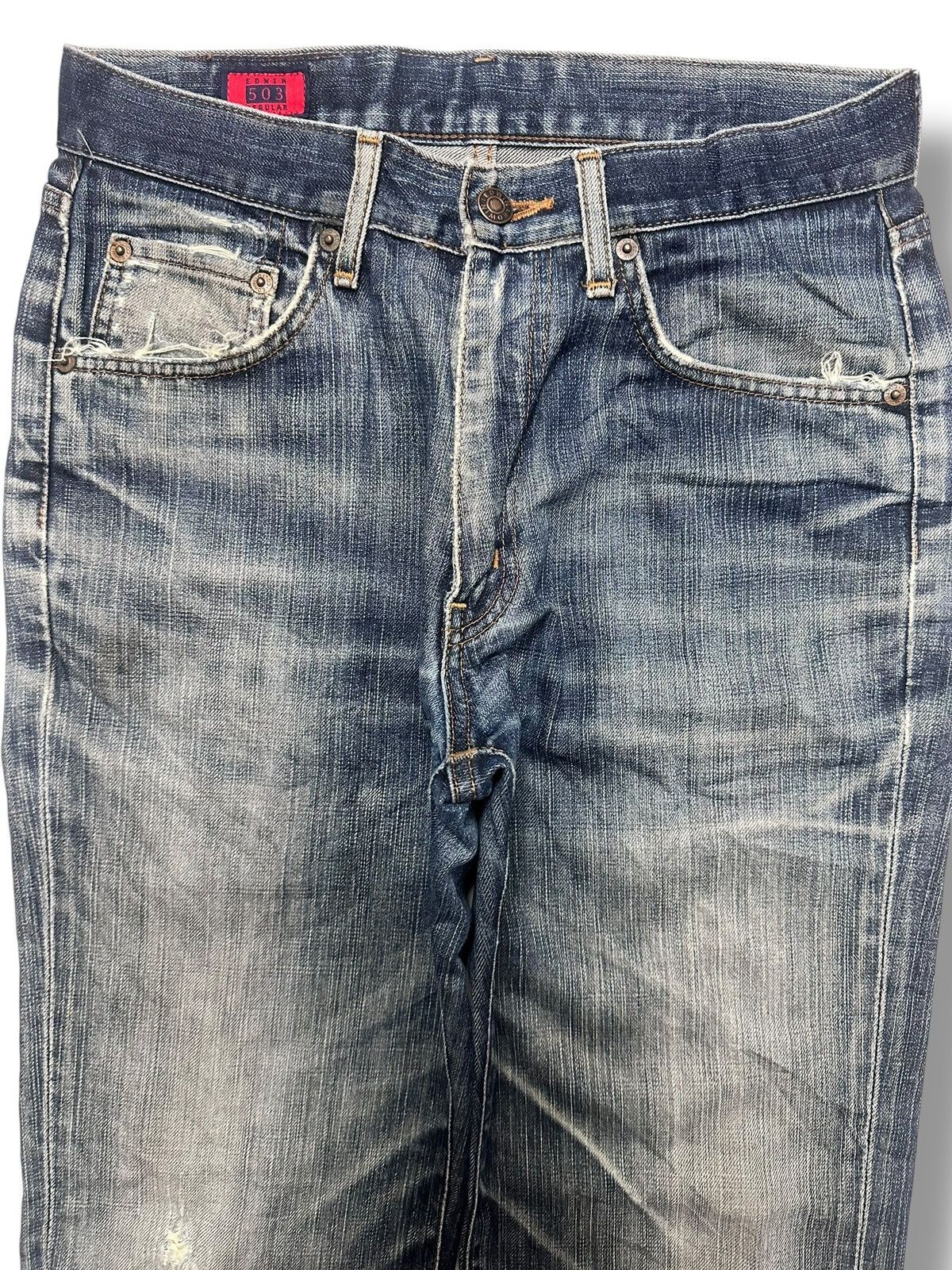 Edwin EDWIN 503 ZZ Vintage Distressed Japan Straight Jeans & Faded Size US 30 / EU 46 - 2 Thumbnail