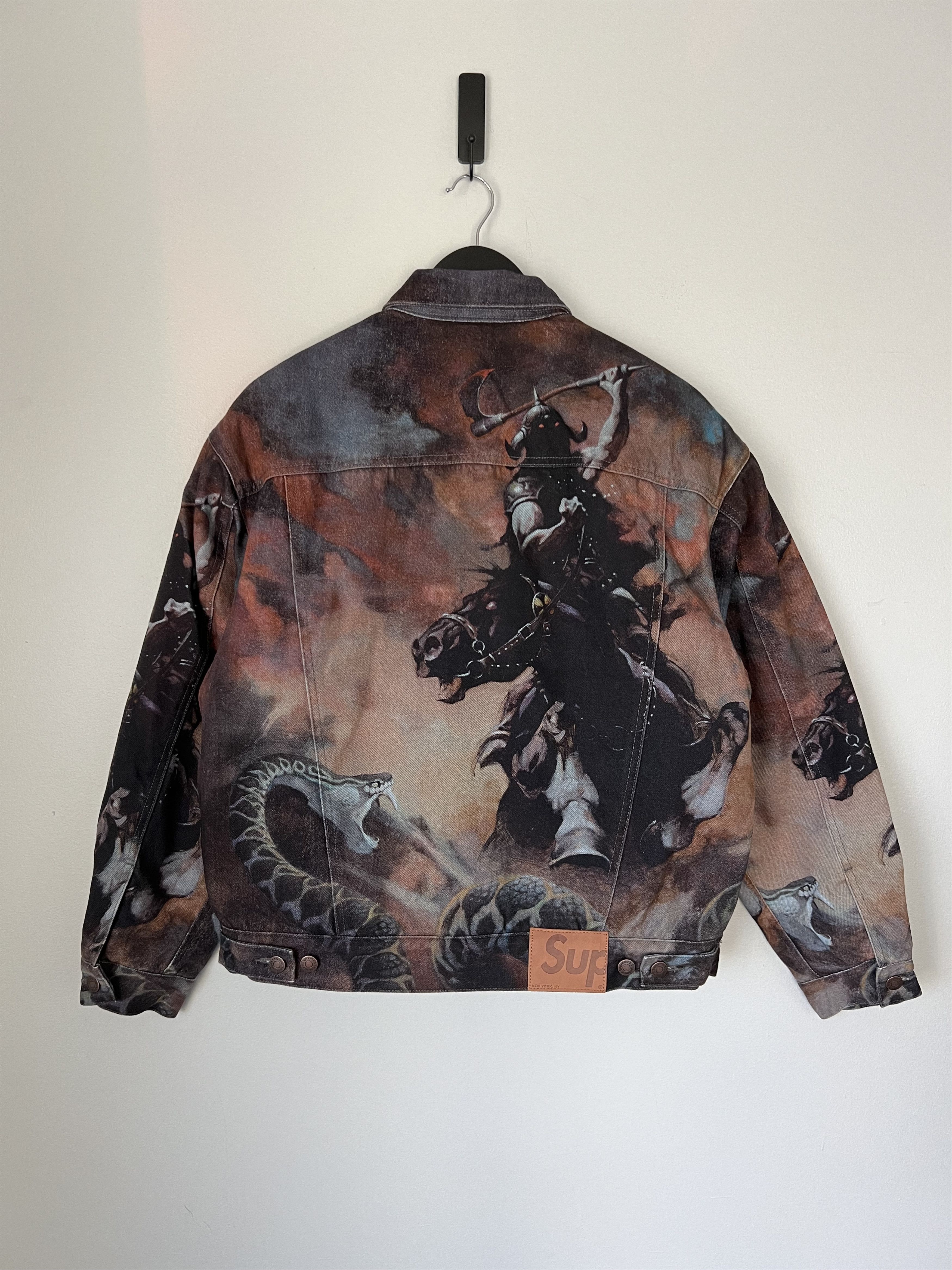 Supreme Frank Frazetta Faux Shearling Denim Trucker Jacket