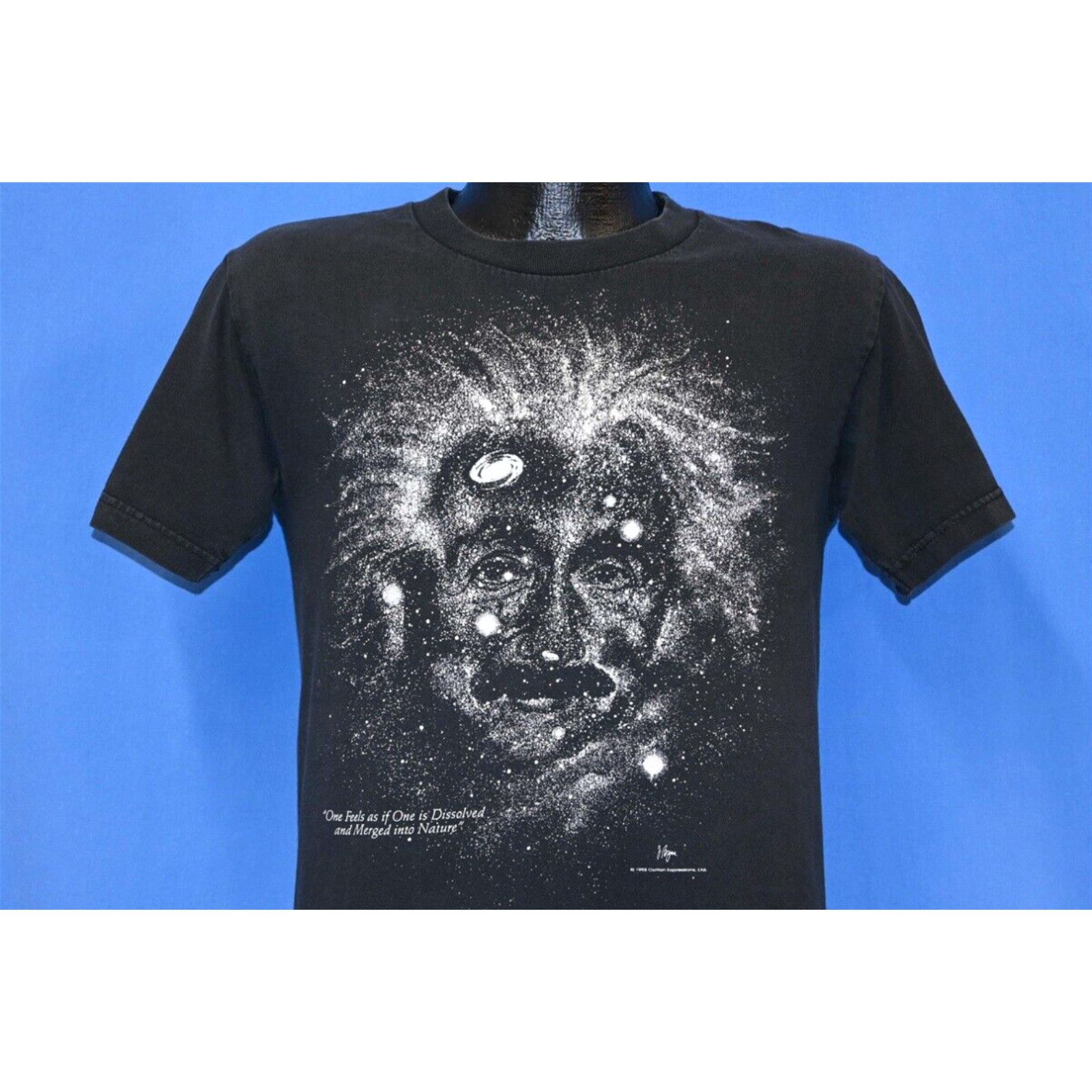 image of Vintage VTG 90's Albert Einstein Arecibo Observatory Naic Space Quote Glow Dark T-Shirt S in White 