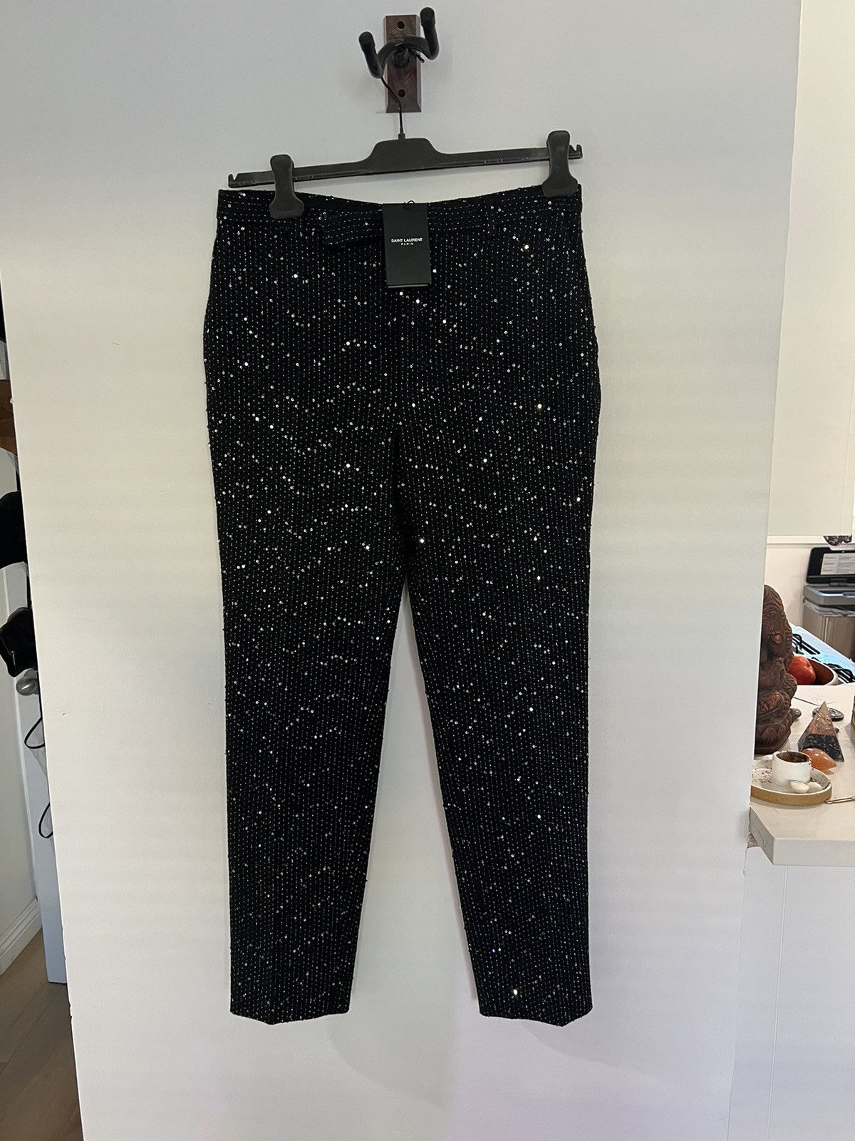 image of Saint Laurent Paris Sequins Trousers New in Black, Men's (Size 32)