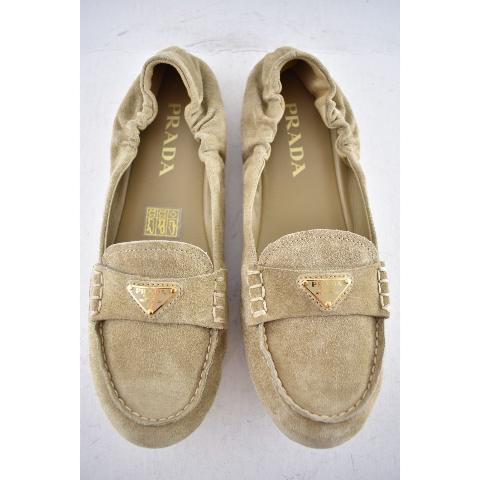 Prada Prada Ecru Beige Suede Logo Scrunch Loafer Flat 38 Size US 8 / IT 38 - 7 Thumbnail