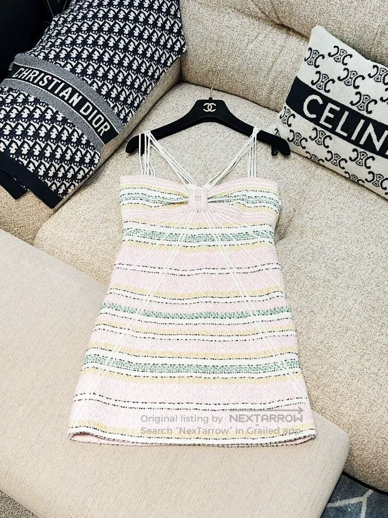Chanel Chanel 24ss spring and summer show pink striped bow glitte Size XXS / US 00 / IT 34 - 1 Thumbnail
