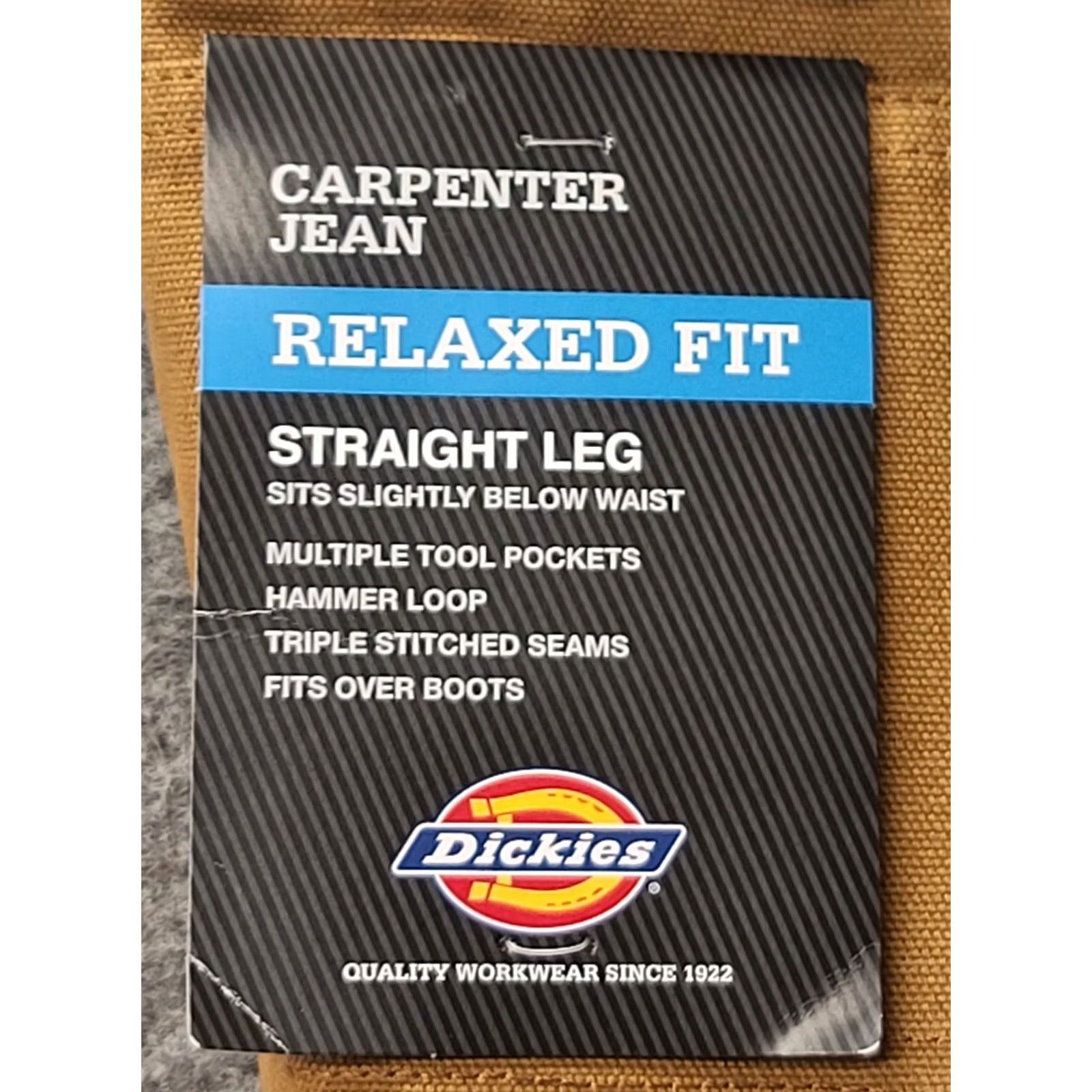 Dickies Dickies Jeans Mens 30x32 Carpenter Relaxed Fit Straight Leg Workwear Denim Brown 5-Pocket Regular Size Mens Size US 30 / EU 46 - 2 Thumbnail