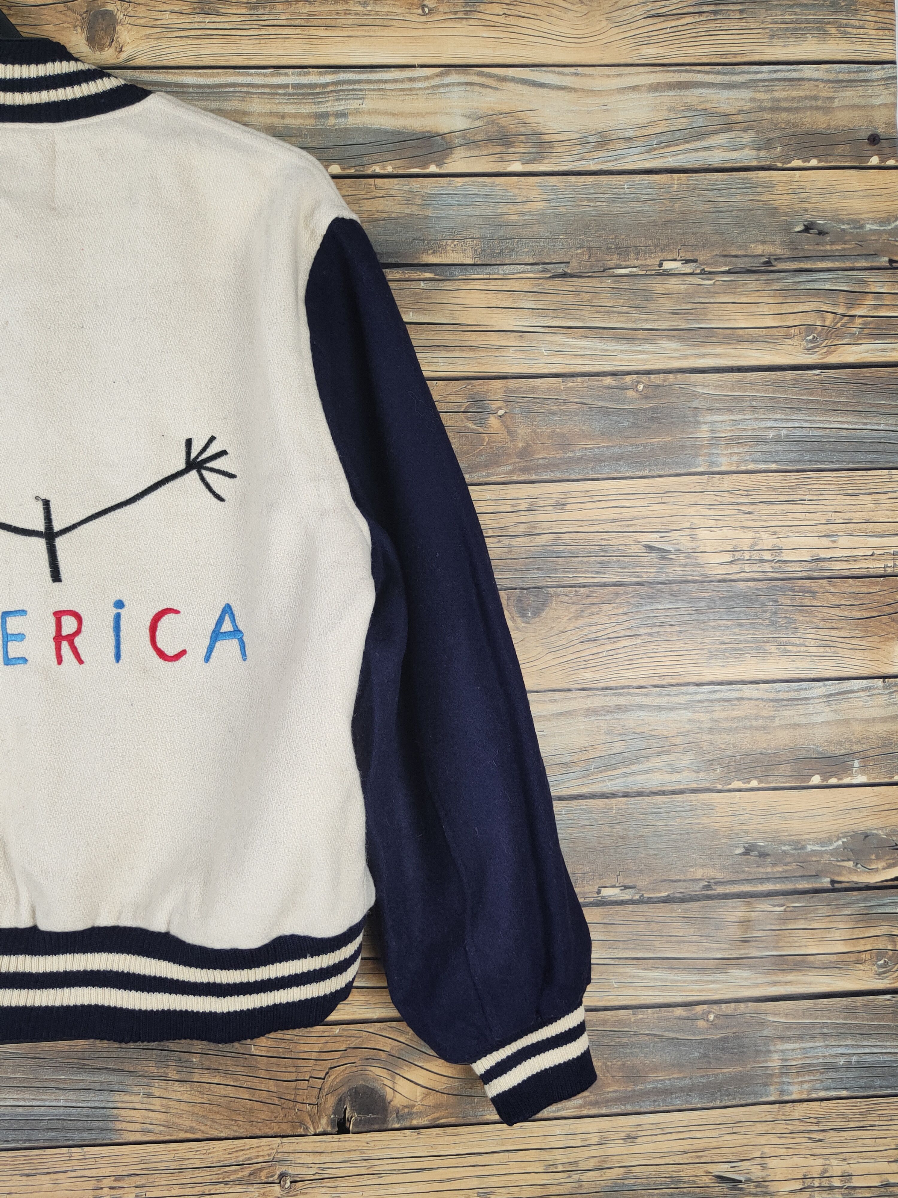 Japanese Brand Danny First Navy Cream Varsity Jackets #W1071 Size US S / EU 44-46 / 1 - 3 Thumbnail