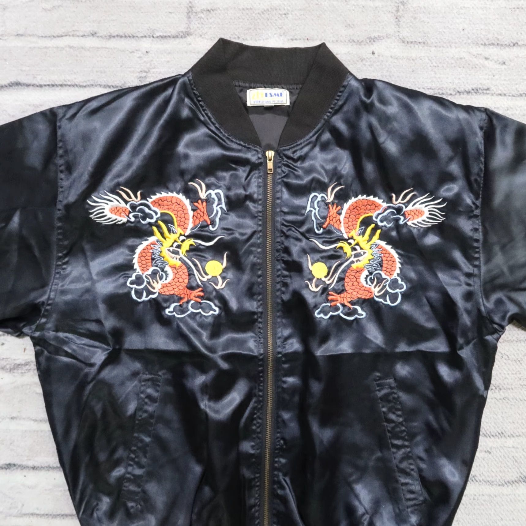 Vintage VINTAGE Esme Bomber Jacket Mens M Black 80s Satin Dragon Souvenir Jacket Size US M / EU 48-50 / 2 - 2 Thumbnail