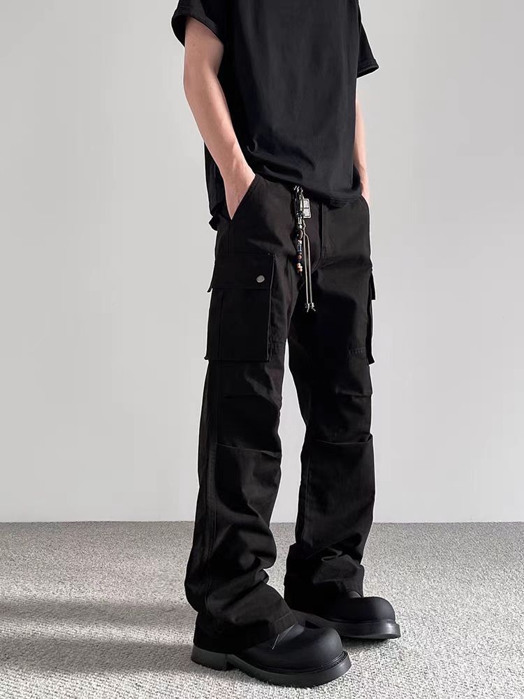 Jean Black Street-Style Pleated Paratrooper Work Pants Size US 32 / EU 48 - 1 Thumbnail