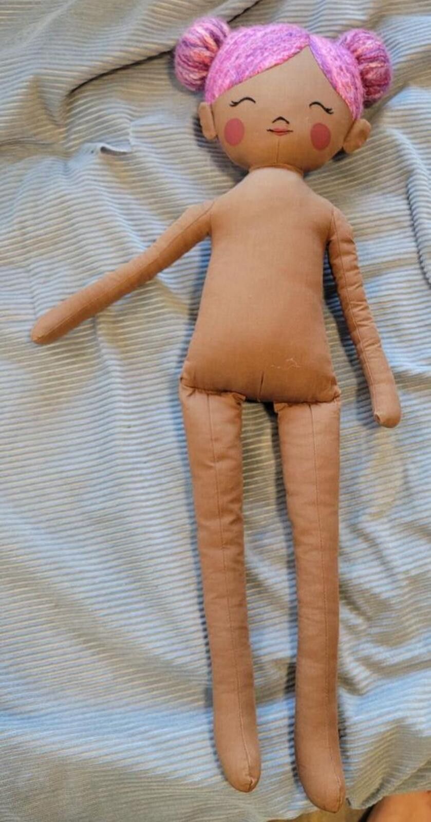 Handmade Handcrafted Doll with Pink Yarn Hair Size ONE SIZE - 1 Thumbnail