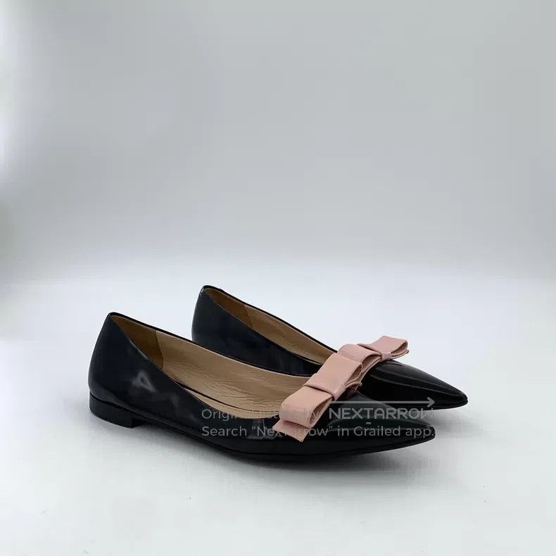 Prada Prada Black pointed bow casual flat shoes Size US 6.5 / IT 36.5 - 2 Thumbnail