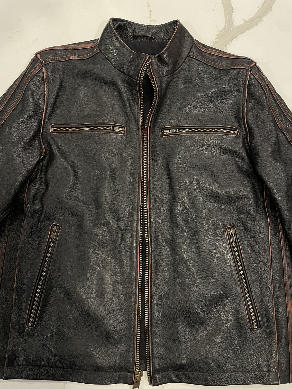 Black Rivet Leather biker jacket Size US L / EU 52-54 / 3 - 4 Thumbnail