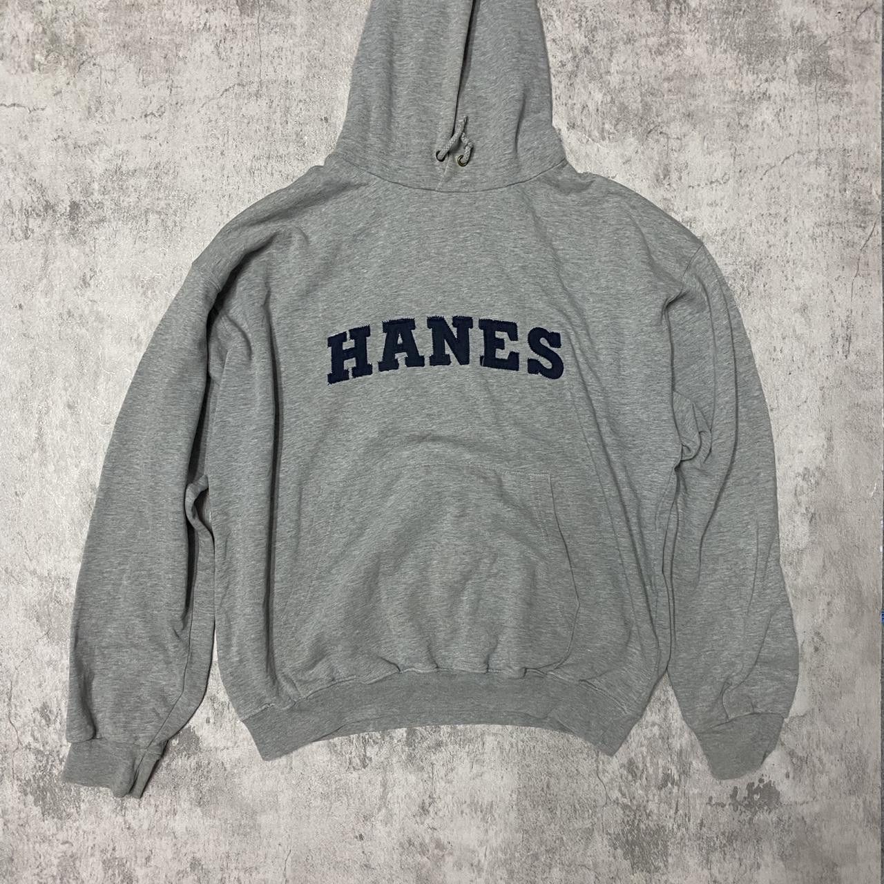 Other Grey Hanes hoodie with navy spellout hoodie Size US L / EU 52-54 / 3 - 1 Thumbnail