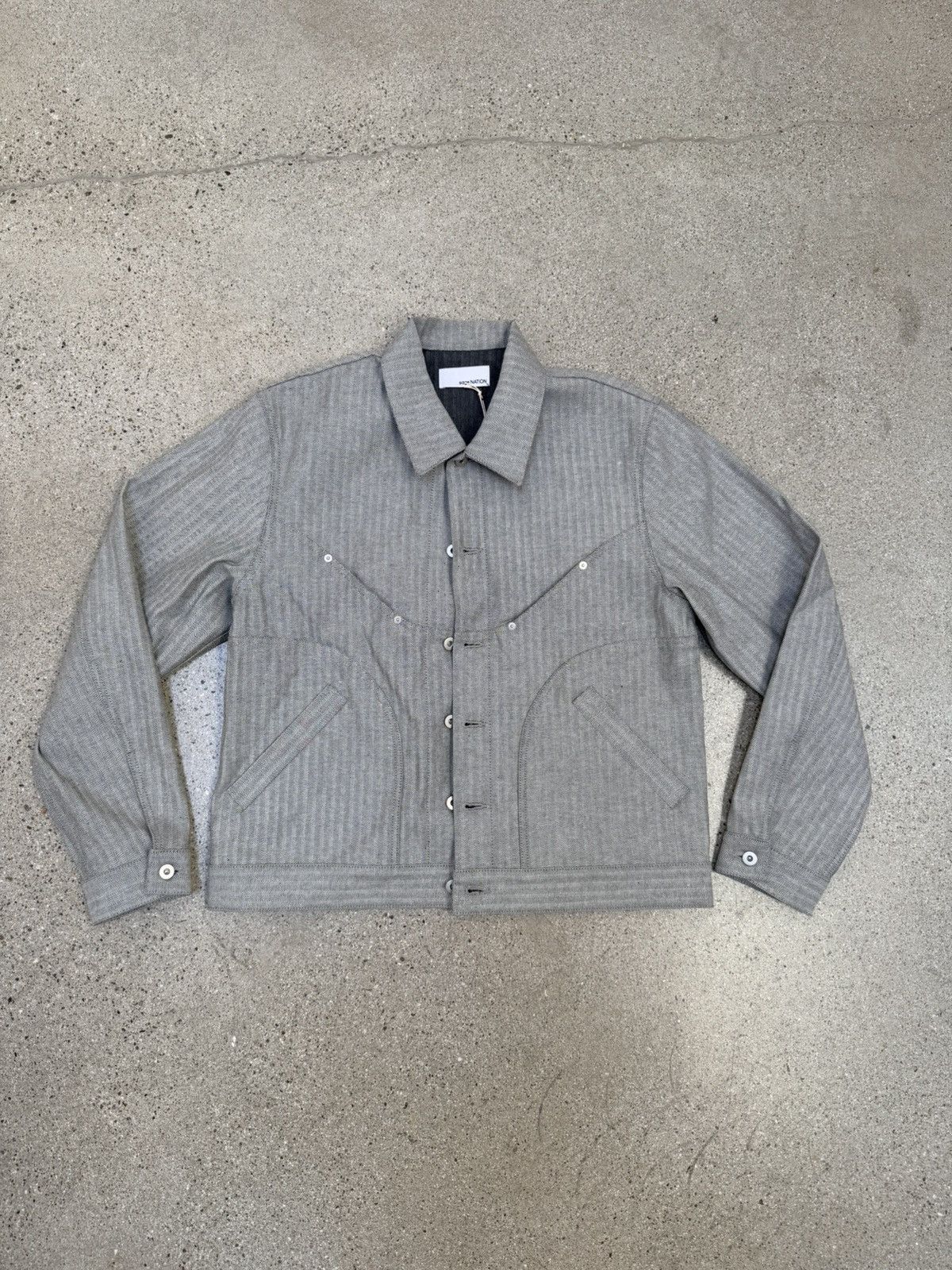 SAGE NATION SAGE NATION Gray & White Jiji Denim Jacket Size US XL / EU 56 / 4 - 1 Thumbnail