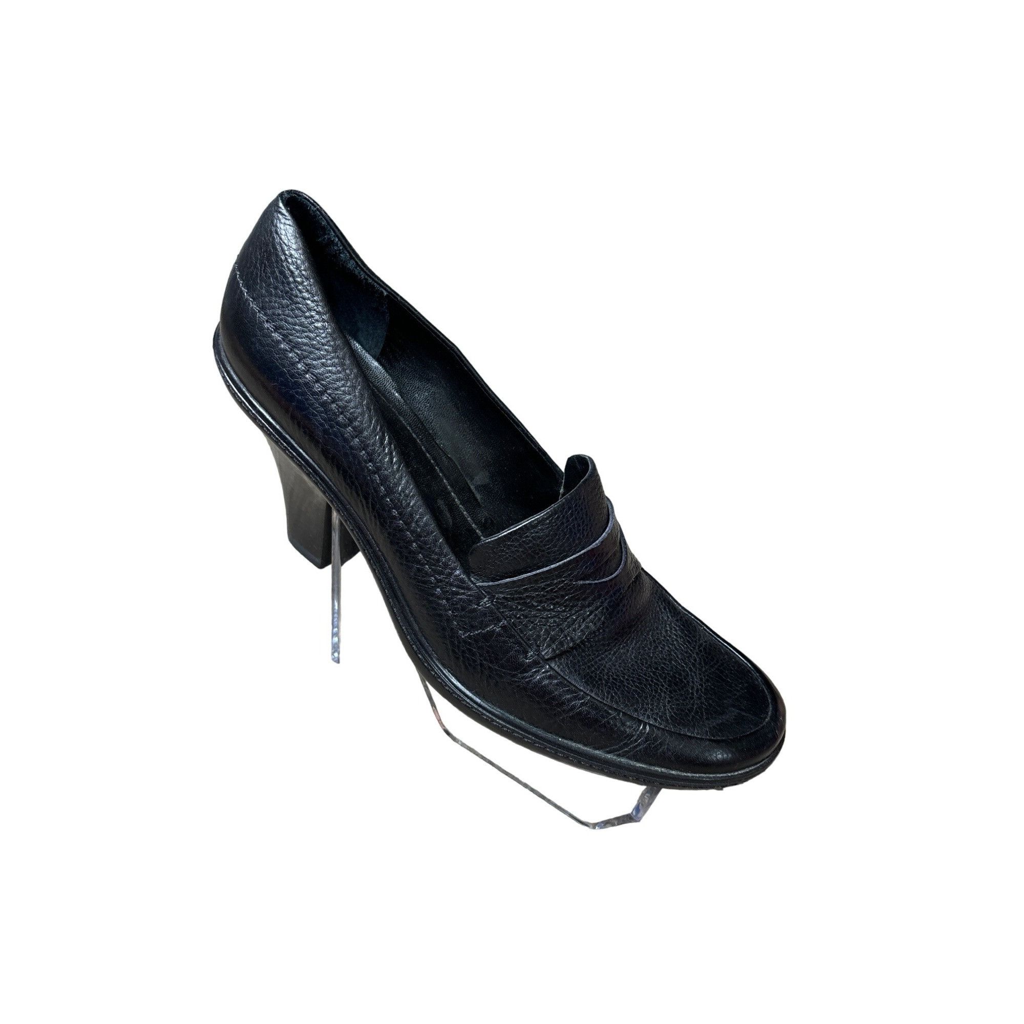Franco Sarto FRANCO SARTO WOMEN'S BLACK PEBBLED LEATHER CHUNKY PENNY LOAF Size US 9.5 / IT 39.5 - 1 Thumbnail