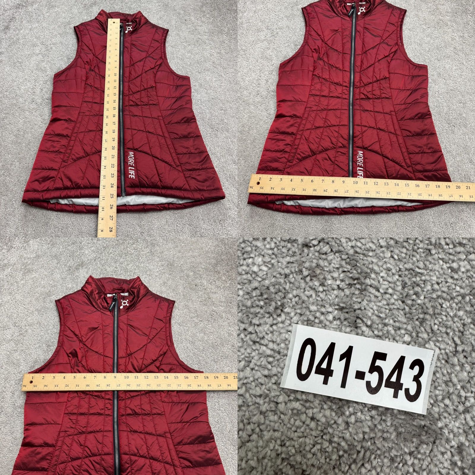 Alife Orangetheory Vest Quilted Puffer Red Womens Small Sleeveless Activewear Casual Outdoor Sports Athleisure Zip Full Zip Pockets Size S / US 4 / IT 40 - 9 Thumbnail