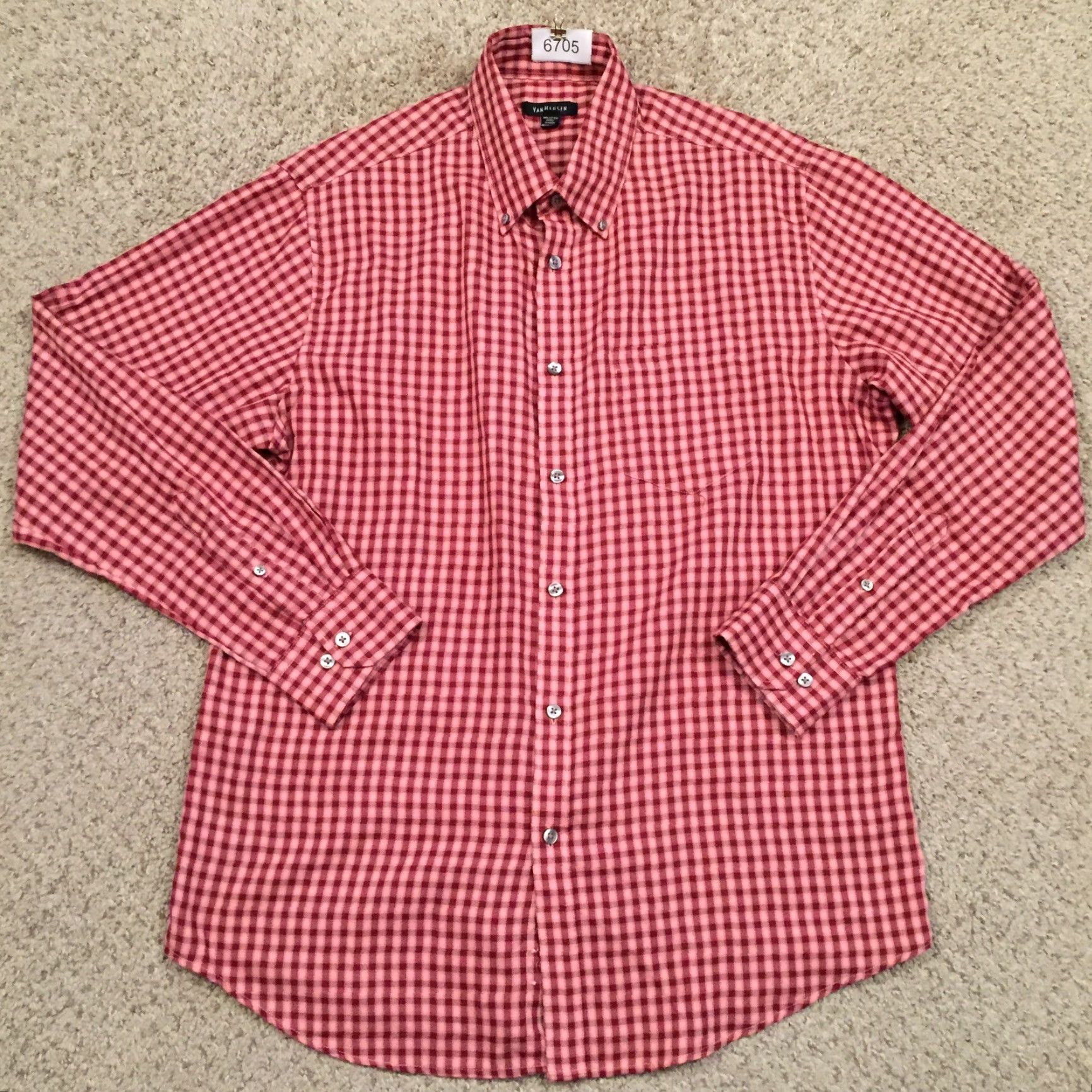 Van Heusen Van Heusen Shirt Mens M Red Plaid Long Sleeve Button Up Shirt Size US M / EU 48-50 / 2 - 2 Thumbnail