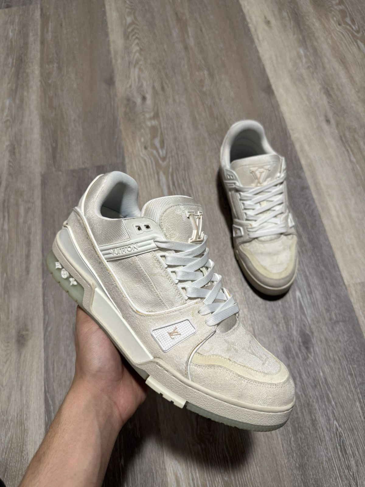 Louis Vuitton Cream denim Louis Vuitton trainers Size US 10.5 / EU 43-44 - 1 Thumbnail