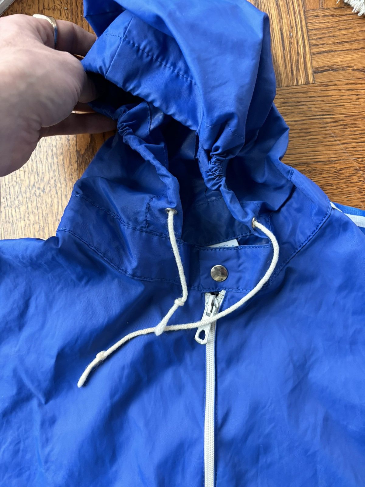 Adidas × Vintage Vintage Adidas Windbreaker Ventex Hooded 3 Stripe Track Jack Size US S / EU 44-46 / 1 - 9 Thumbnail