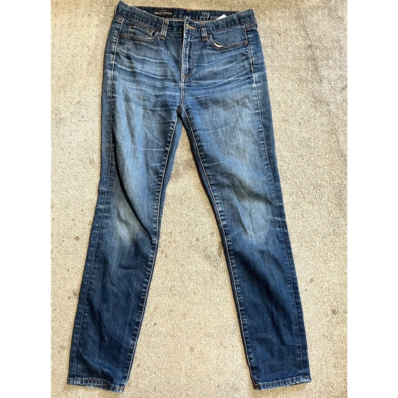 Vintage J Crew Toothpick Mid Rise Skinny Jeans solid Blue Summer Size 29 Ankle Jeans Size 29" - 2 Thumbnail