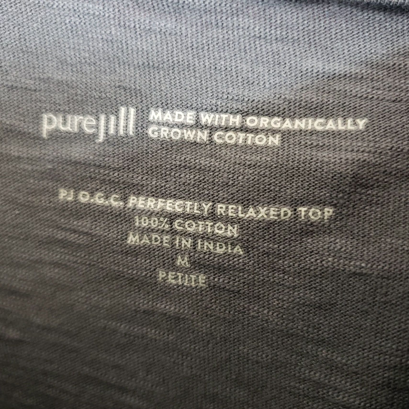 J. Jill VINTAGE PureJill Womens Perfectly Relaxed Top Sz Medium Petite Gray Organic Cotton Size M / US 6-8 / IT 42-44 - 5 Thumbnail