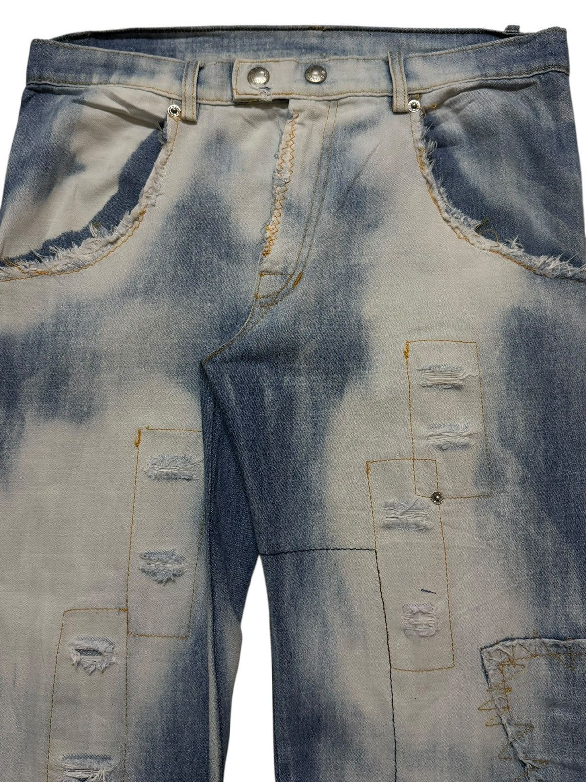 If Six Was Nine Vintage Y2K Japanese Brand Acid Wash Sashiko Patch Wide Leg Size US 32 / EU 48 - 3 Thumbnail