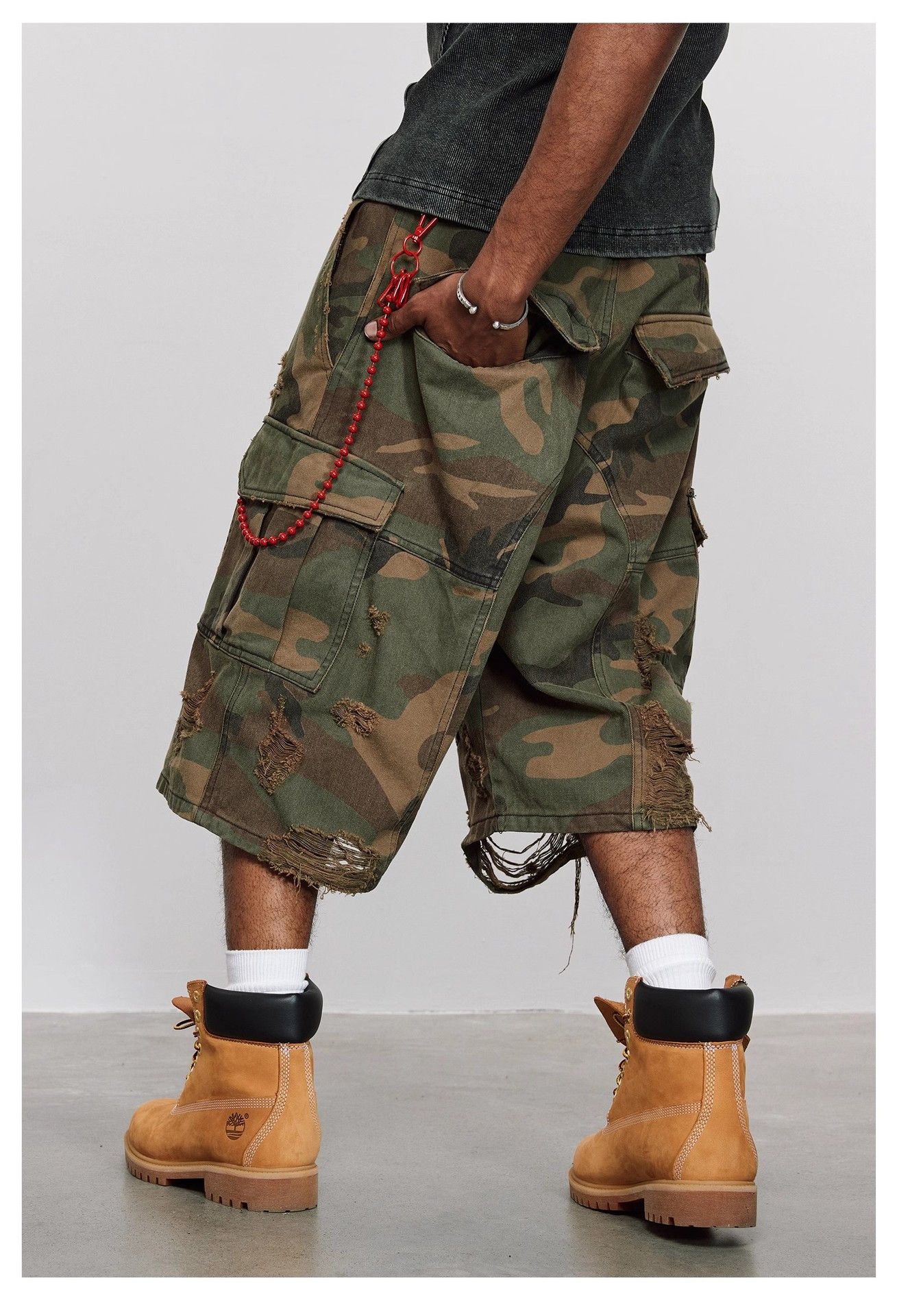 Japanese Brand × Vintage Destroy Camouflage Grinding Cropped Pants Size US 30 / EU 46 - 2 Thumbnail