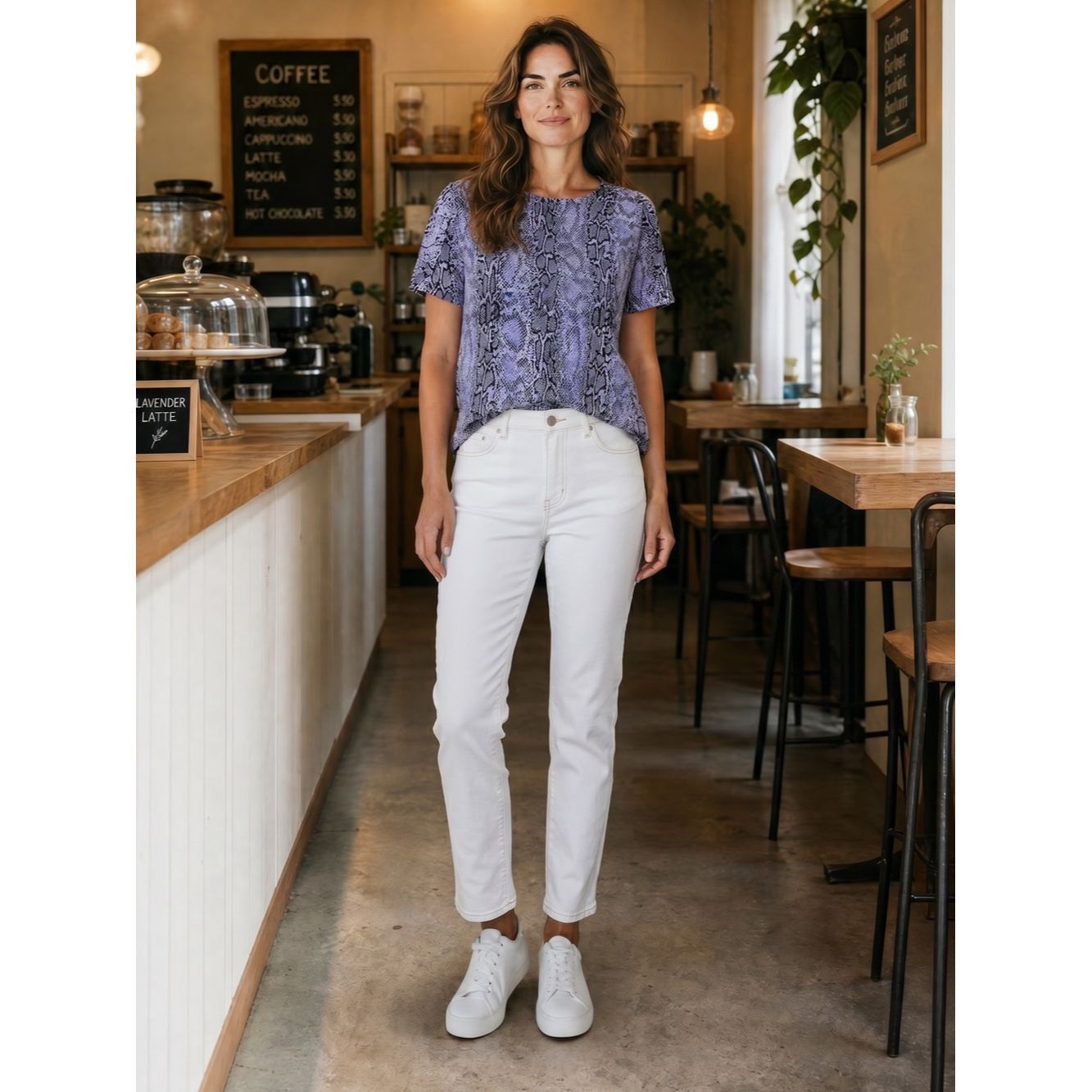Worthington New Worthington 100% Silk Lavender Snake Print Short Sleeve Size L / US 10 / IT 46 - 1 Thumbnail