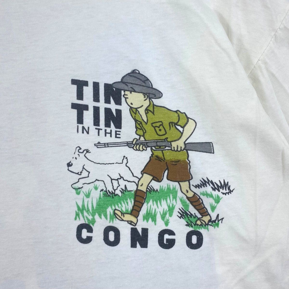 Vintage Vintage THE ADVENTURES OF TINTIN Congo Movie Tee Shirt Size US M / EU 48-50 / 2 - 4 Thumbnail