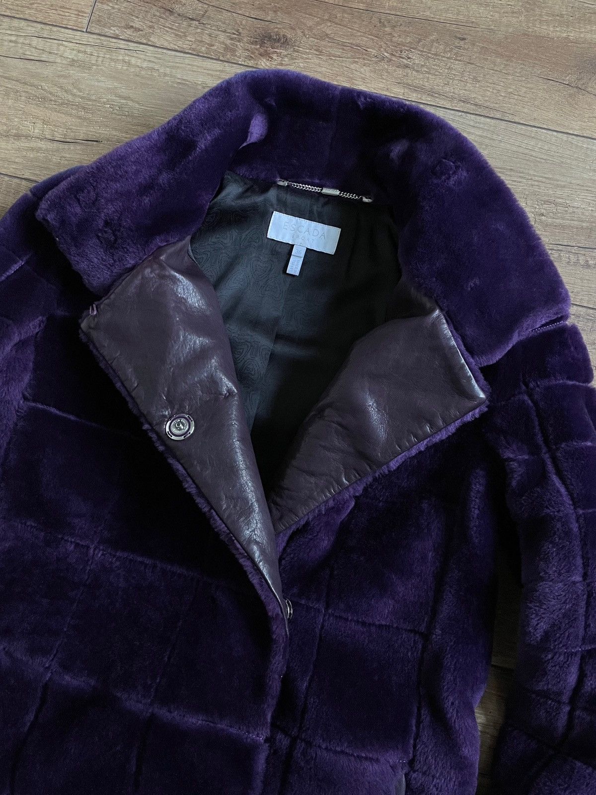 Escada Escada Purple Quilted Real Fur B-3 Long Jacket Coat Size M / US 6-8 / IT 42-44 - 11 Thumbnail