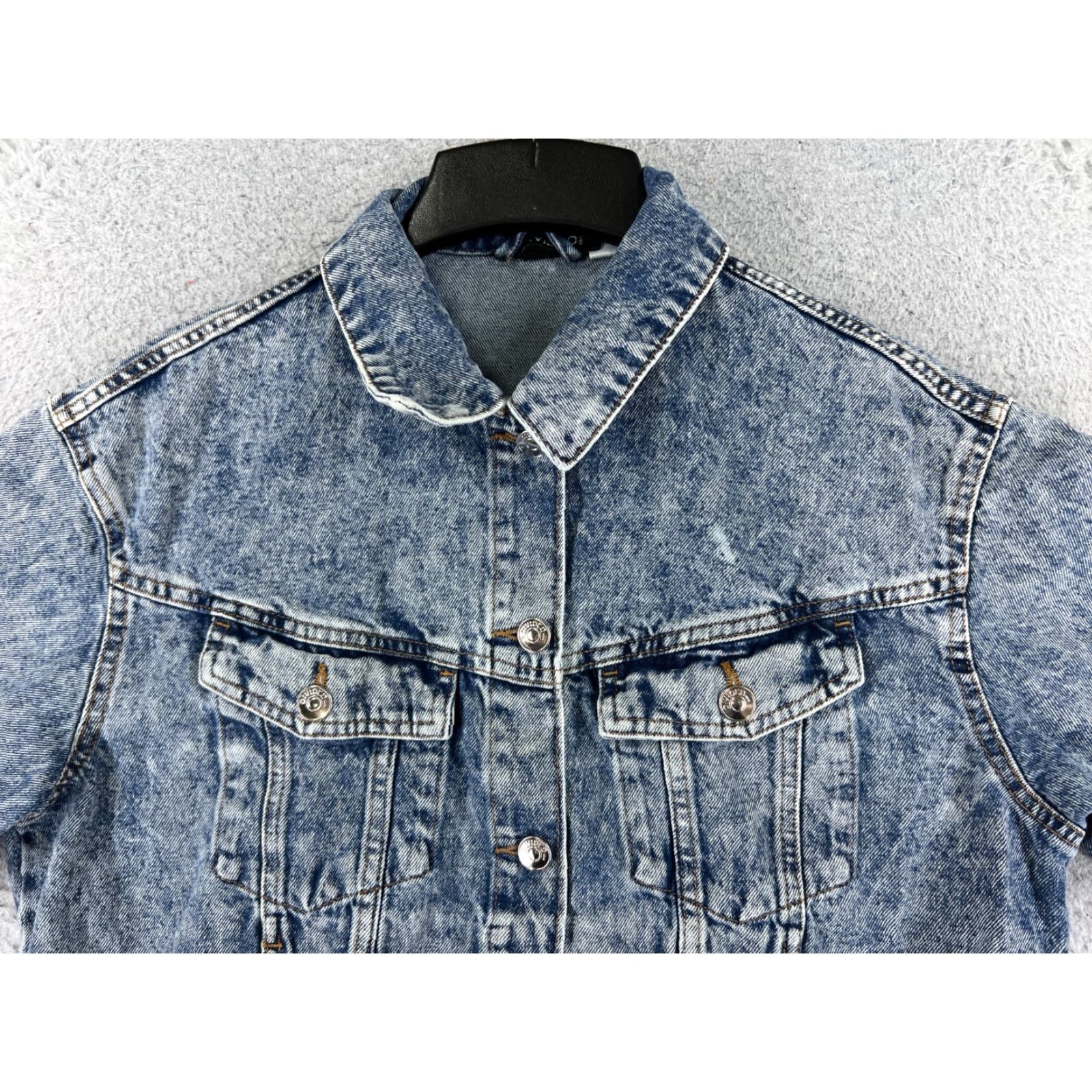 Vintage VINTAGE Divided Jacket Women M Denim Blue Trucker Cotton Blend Button Up Pockets 80s 90s Size 32" / US 10 / IT 46 - 4 Thumbnail